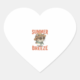 Sommerbrise-Katze Vintage-Stickerei-Shirt-Design_1 Herz-Aufkleber