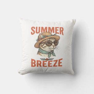 Sommerbrise-Katze Vintage-Stickerei-Shirt-Design_1 Kissen