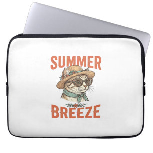 Sommerbrise-Katze Vintage-Stickerei-Shirt-Design_1 Laptopschutzhülle