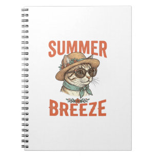 Sommerbrise-Katze Vintage-Stickerei-Shirt-Design_1 Notizblock