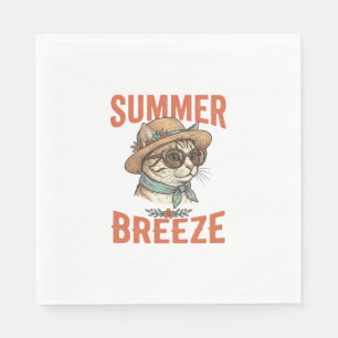 Sommerbrise-Katze Vintage-Stickerei-Shirt-Design_1 Serviette