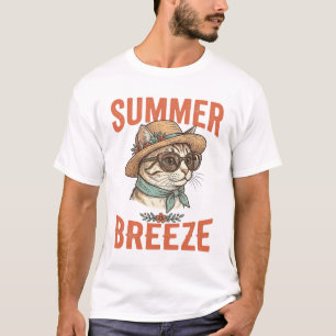 Sommerbrise-Katze Vintage-Stickerei-Shirt-Design_1 T-Shirt