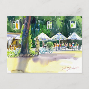 Sommercafé im Stadtgarten. Odesa Art Postcard Postkarte
