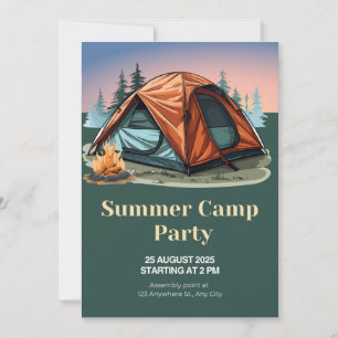 Sommercamp Party-Einladung – Outdoor-Abenteuer  Einladung