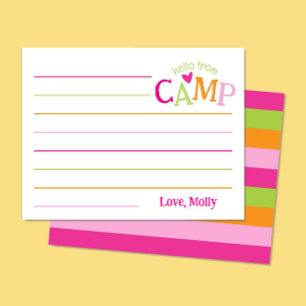 Sommercamp Schreibwaren Rosa Orange Streifen Mädch Mitteilungskarte