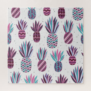 Sommercamps: Ananas Muster, farbenfrohe Punkte Puzzle