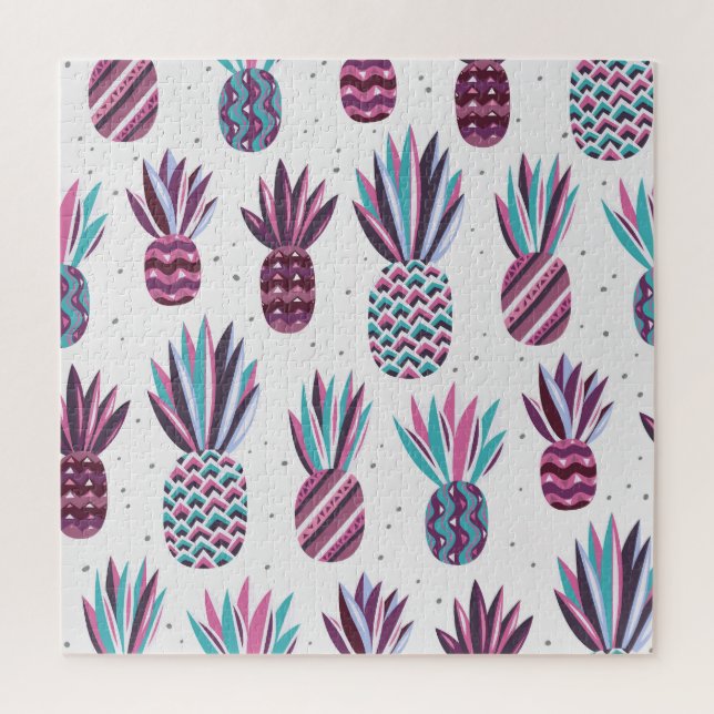 Sommercamps: Ananas Muster, farbenfrohe Punkte Puzzle (Vertikal)
