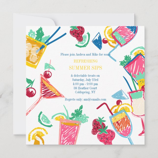 Sommercocktails Einladung (Vorderseite)