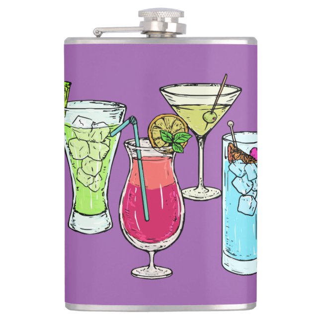 Sommercocktails individuelle Name Flachmann (Vorderseite)