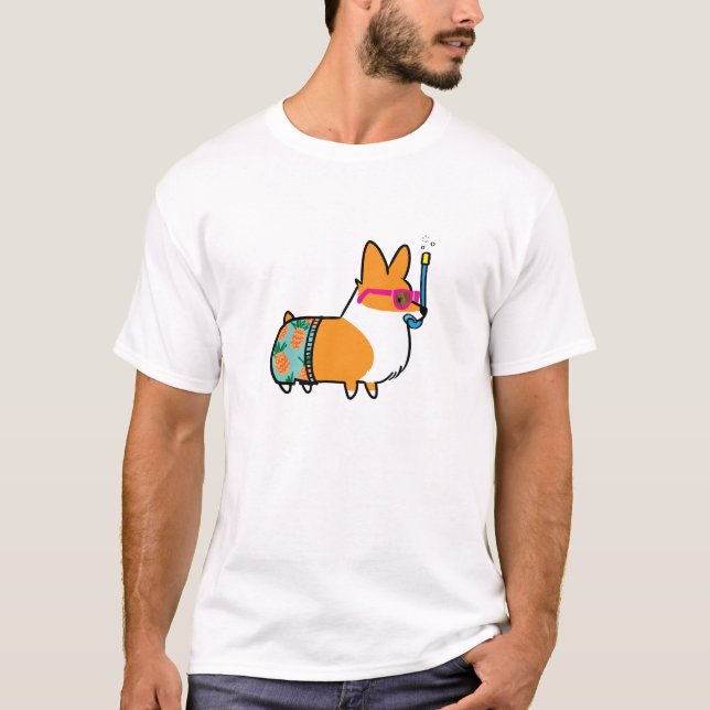 Sommercorgi-Ananas schließt Shirt kurz (Vorderseite)
