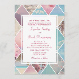 Sommerdiamanten| Pink & Blue Beach Wedding Einladung