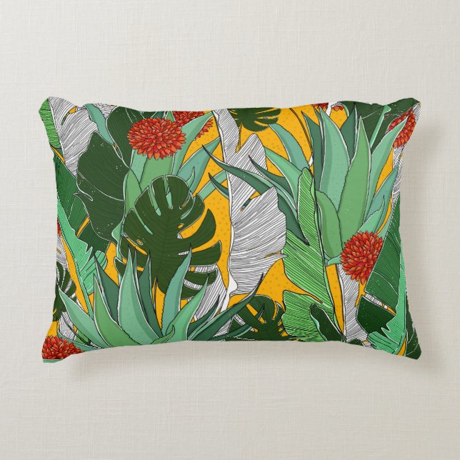 Sommerdschungel: Helles Palmmuster. Dekokissen (Vorderseite)