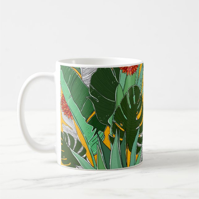 Sommerdschungel: Helles Palmmuster. Kaffeetasse (Links)