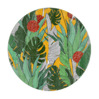 Sommerdschungel: Helles Palmmuster. Schneidebrett