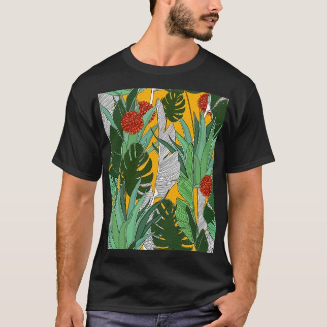 Sommerdschungel: Helles Palmmuster. T-Shirt (Vorderseite)