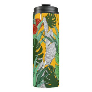 Sommerdschungel: Helles Palmmuster. Thermosbecher