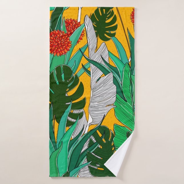 Sommerdschungelmuster mit hellen Farben. Dschungel Badehandtuch (Badehandtuch)