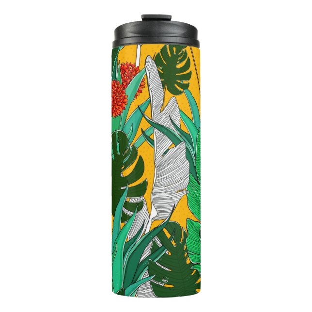 Sommerdschungelmuster mit hellen Farben. Dschungel Thermosbecher (Vorderseite)