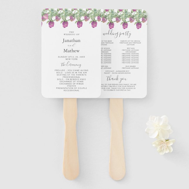 Sommerduschelblumenhochzeit Fächer (Vorne und Hinten)