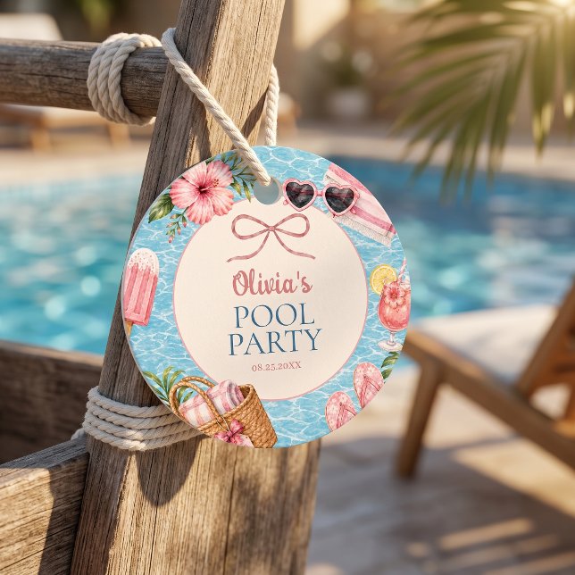 Sommere Poolparty Mädchen Geburtstagsgeschenk Tags Geschenkanhänger (Von Creator hochgeladen)