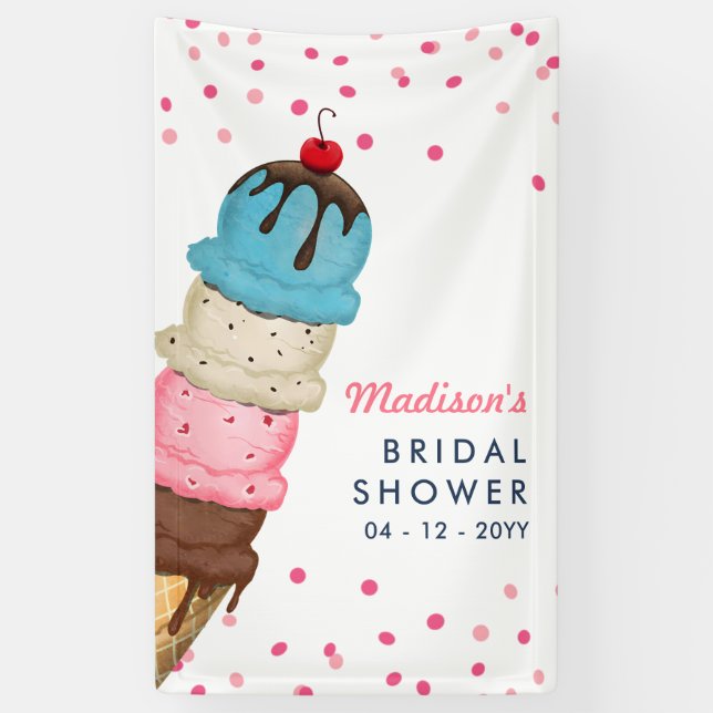 Sommereis Creme Modernes Brautparty Banner (Vertikal)