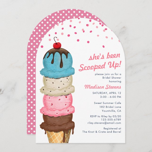 Sommereis Creme Modernes Brautparty Einladung (Vorne/Hinten)