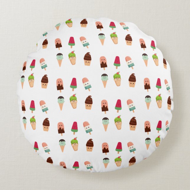 Sommereis Rundes Kissen (Vorderseite)