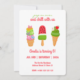Sommereiscreme Popsicle Geburtstagseinladung Einladung