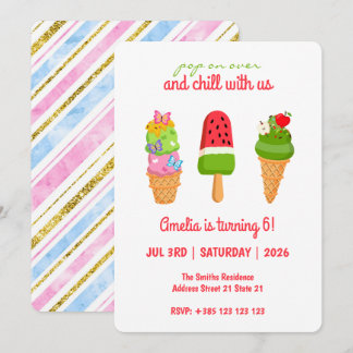 Sommereiscreme Popsicle Geburtstagseinladung Einladung