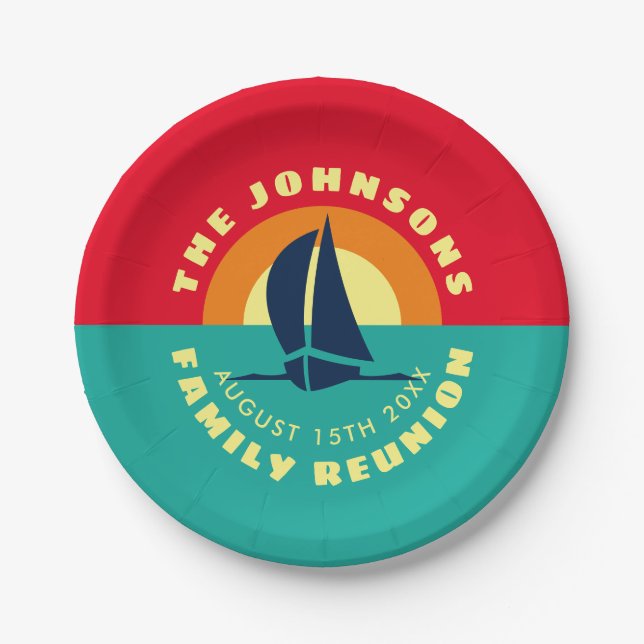 Sommerfamilie Wiedersehen Party individuelle Name Pappteller (Vorderseite)