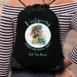 Sommerfamilienurlaub Drawstring Bag Sportbeutel<br><div class="desc">Eine stilvolle Zugsaitentasche bietet eine Sommerferiendarstellung,  Ihren Familiennamen und das Jahr in schicker Schrift. Perfekte Taschen zu Sachen mit lustigen Sachen für jeden in Ihrem Urlaub.</div>