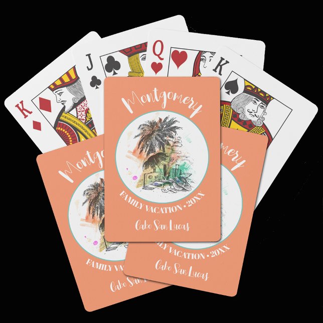 Sommerfamilienurlaub Orange Spielkarten (Summer Family Vacation Orange Playing Cards)