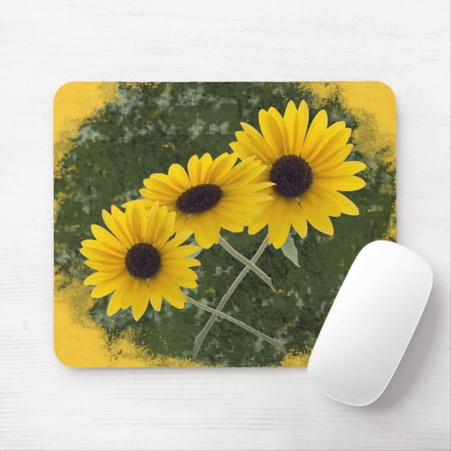 Sommerfarben mit dreifach-Sonnenblumenfotografie Mousepad (Mit Mouse)