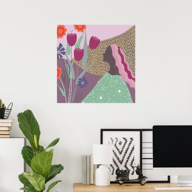 sommerfarbenes Mädchen Poster (Heimbüro)