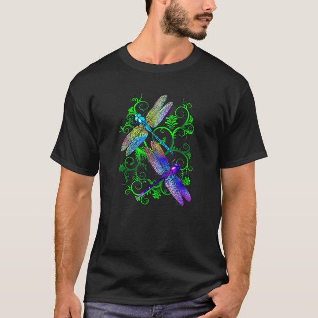 Sommerfarbenfrohe Libellen im Garten T-Shirt (Vorderseite)