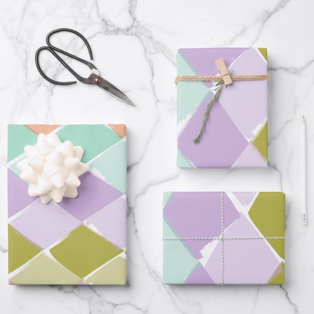 Sommerfarbenmuster Diamanten Geschenkpapier Set (Vorderseite)