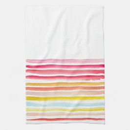Sommerfarbig gestreifte Wasserfarbe Geschirrtuch