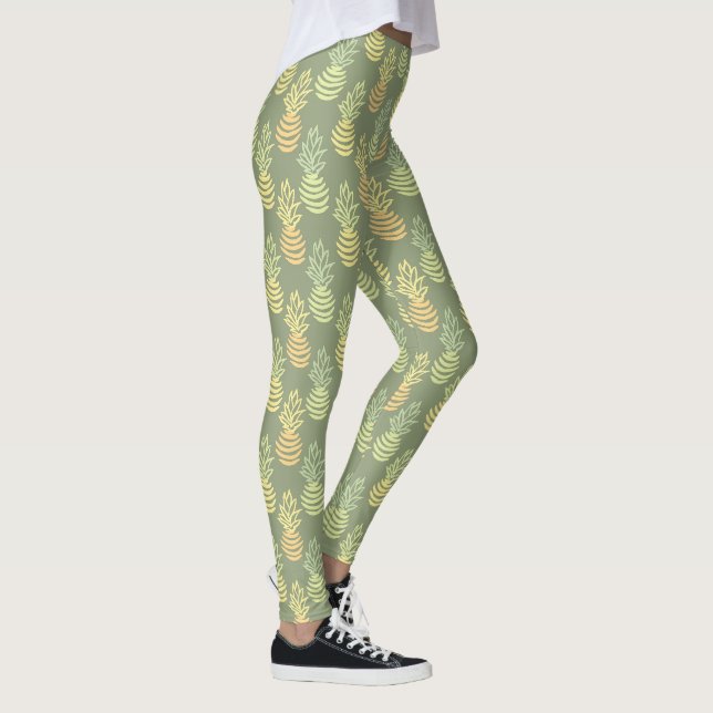 Sommerfarbige Ananasfrucht grünes Muster Leggings (Rechts)