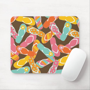 Sommerfarbige Fun Beach Whimsical Flip Flops Mousepad