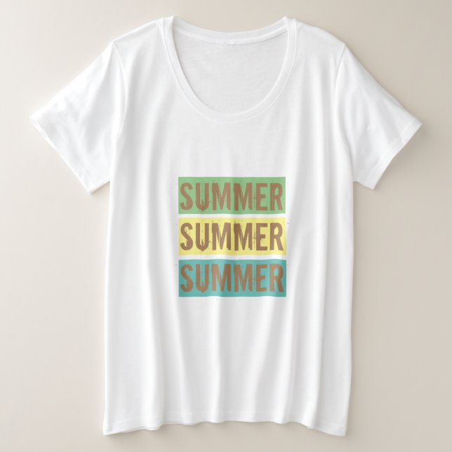 Sommerfarbiger Text auf niedlich-grüngelber Basis Große Größe T-Shirt (Design vorne)