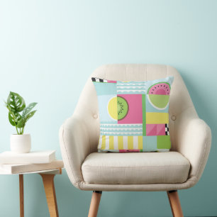 Sommerfarbiges Mosaik, Wassermelone Kiwi-Obst Kissen