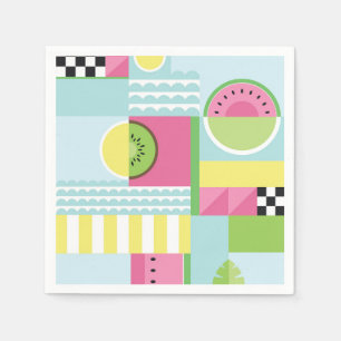 Sommerfarbiges Mosaik, Wassermelone Kiwi-Obst Serviette