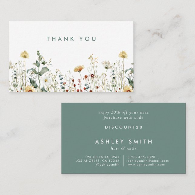 Sommerfeld der Wildblume Rabattkarte (Vorne/Hinten)