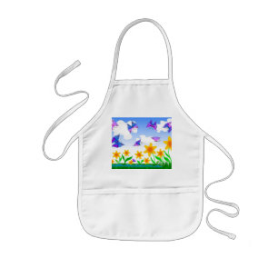 Sommerfeld mit Blumen und Schmetterlingen Kinderschürze