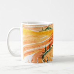 Sommerfelder. Aquarellmalerei. Toskanische Landsch Kaffeetasse