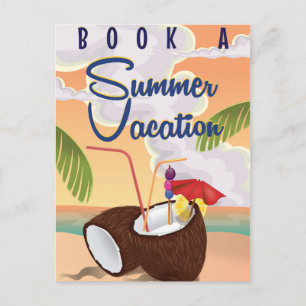 Sommerferien Cartoon-Reiseplakat Postkarte