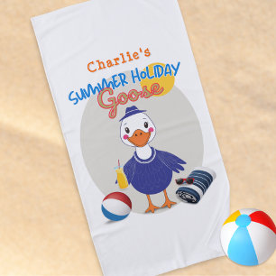 Sommerferien Gans Süß Personalisiert Strandtuch
