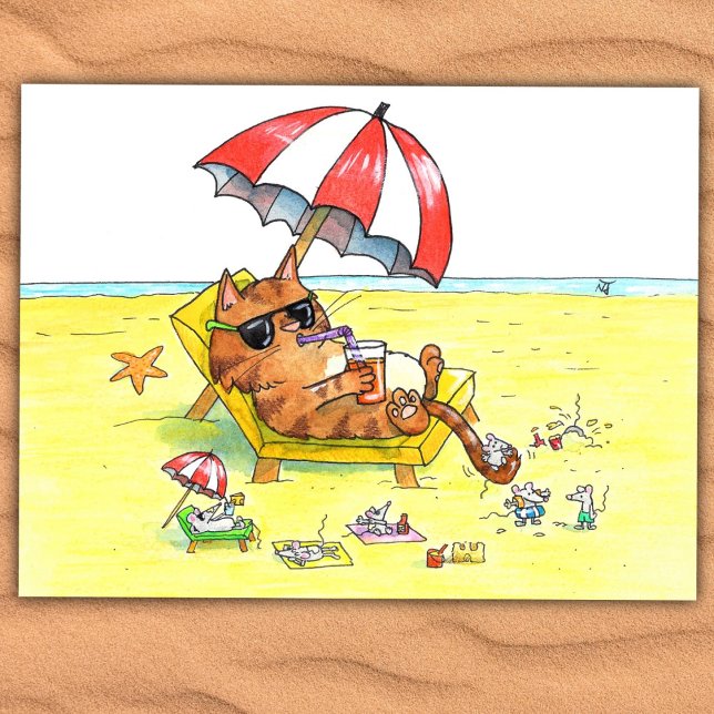 Sommerferien Katze  Postkarte (Von Creator hochgeladen)