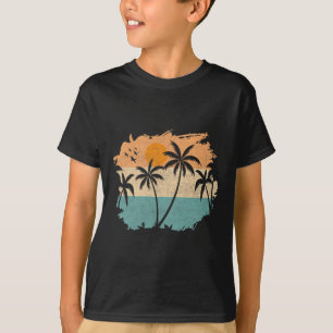 Sommerferien Retro Sonnenuntergang Strand Palmen B T-Shirt