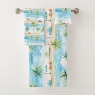 Sommerferien Strand Palmen - Badhandtuch Set